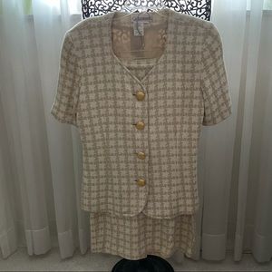 Castleberry knit skirt suit with gold buttons